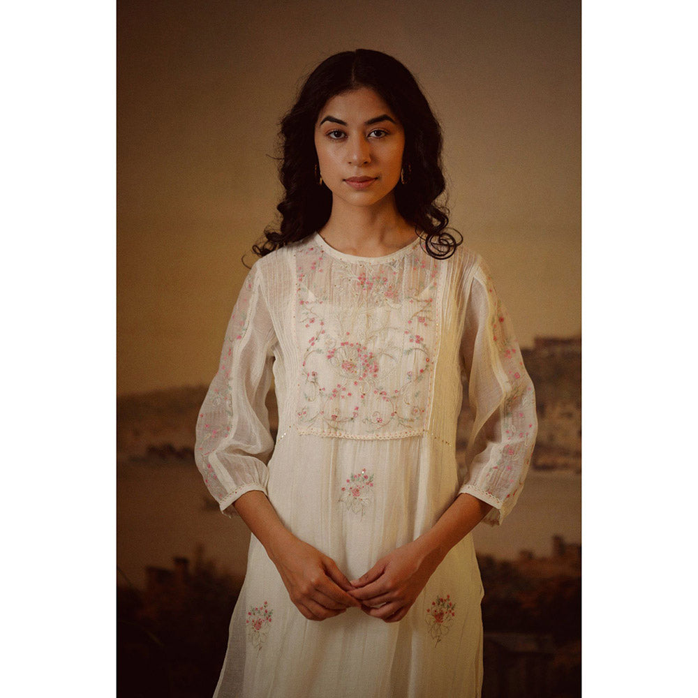 Tatwa Designs Ivory White Victorian Kurta (Set of 3)