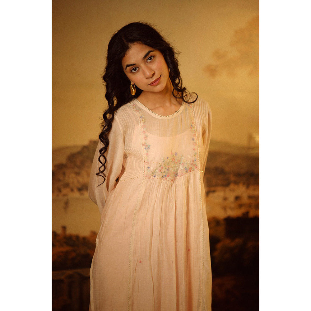 Tatwa Designs Ivory Pink Lovebirds Kurta (Set of 3)
