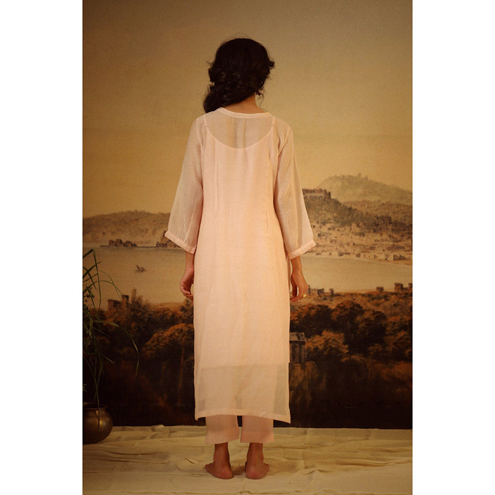 Tatwa Designs Ivory Pink Vineyard Kurta (Set of 3)