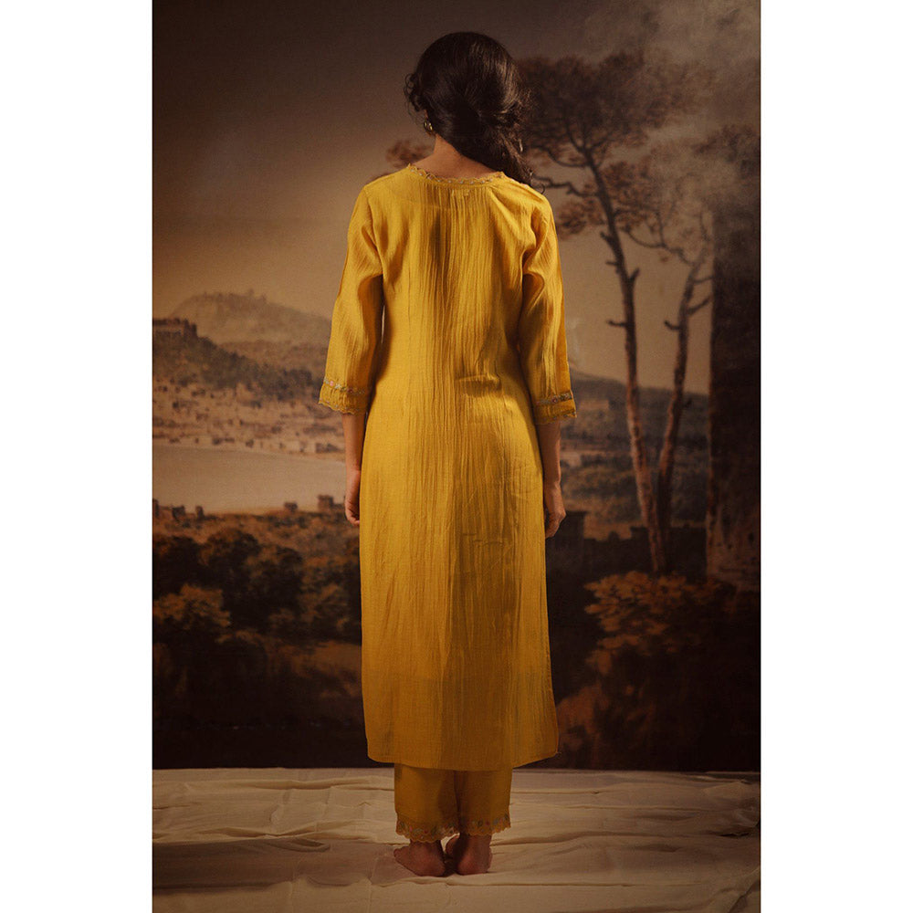 Tatwa Designs Mustard Rangoon Kurta (Set of 3)