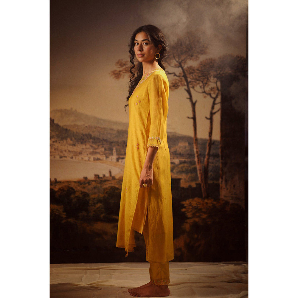 Tatwa Designs Mustard Rangoon Kurta (Set of 3)