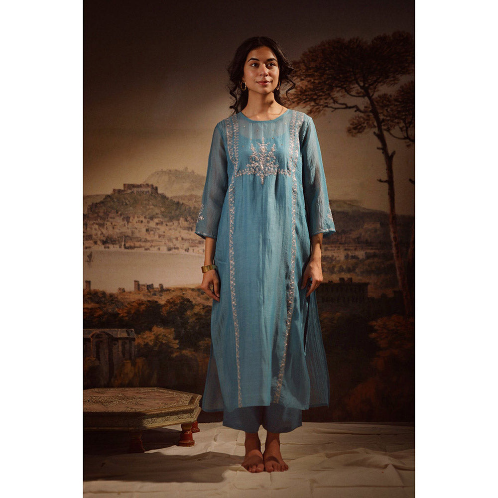 Tatwa Designs Turquoise Midnight Kurta (Set of 3)