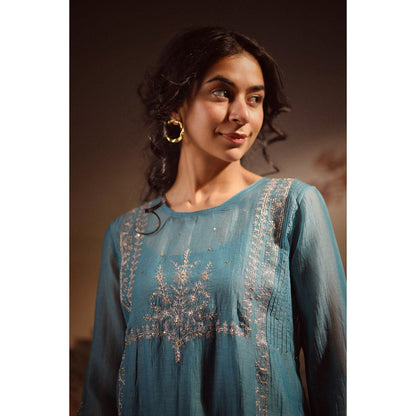 Tatwa Designs Turquoise Midnight Kurta (Set of 3)