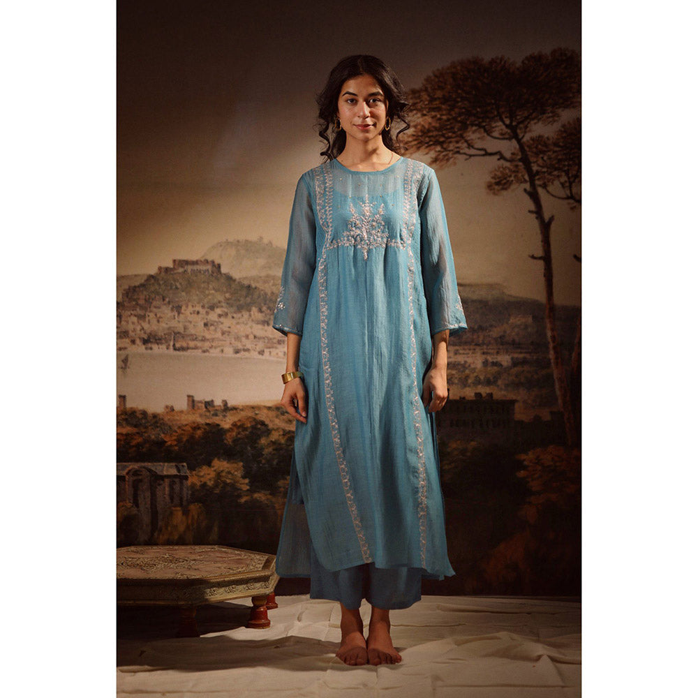 Tatwa Designs Turquoise Midnight Kurta (Set of 3)
