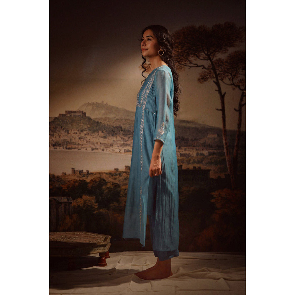 Tatwa Designs Turquoise Midnight Kurta (Set of 3)