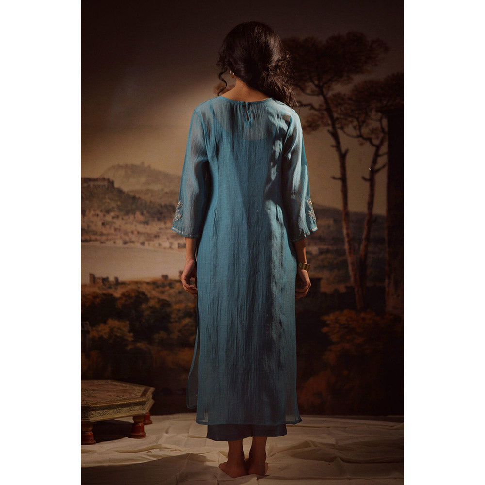 Tatwa Designs Turquoise Midnight Kurta (Set of 3)