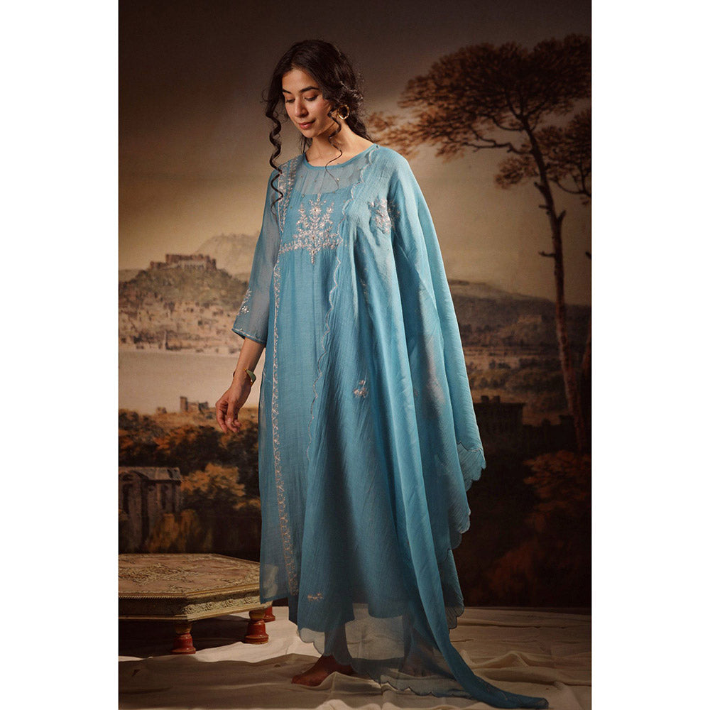 Tatwa Designs Turquoise Midnight Kurta (Set of 3)