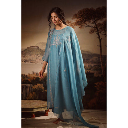 Tatwa Designs Turquoise Midnight Kurta (Set of 3)