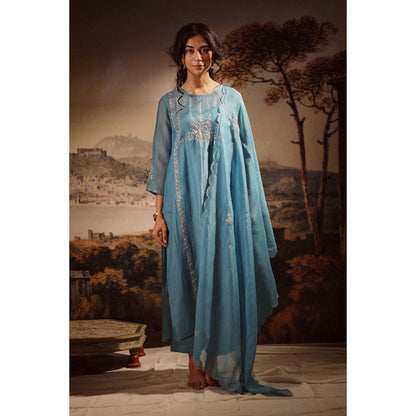 Tatwa Designs Turquoise Midnight Kurta (Set of 3)