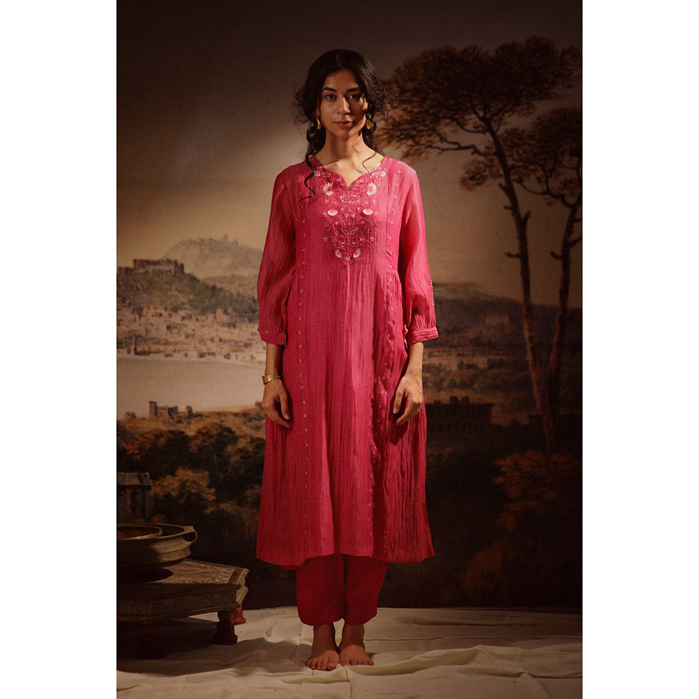 Tatwa Designs Hotpink Juhi Yoke Kurta (Set of 3)