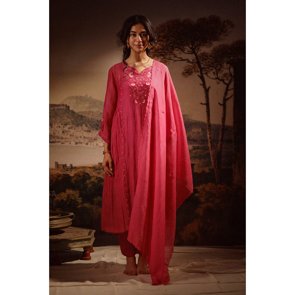Tatwa Designs Hotpink Juhi Yoke Kurta (Set of 3)