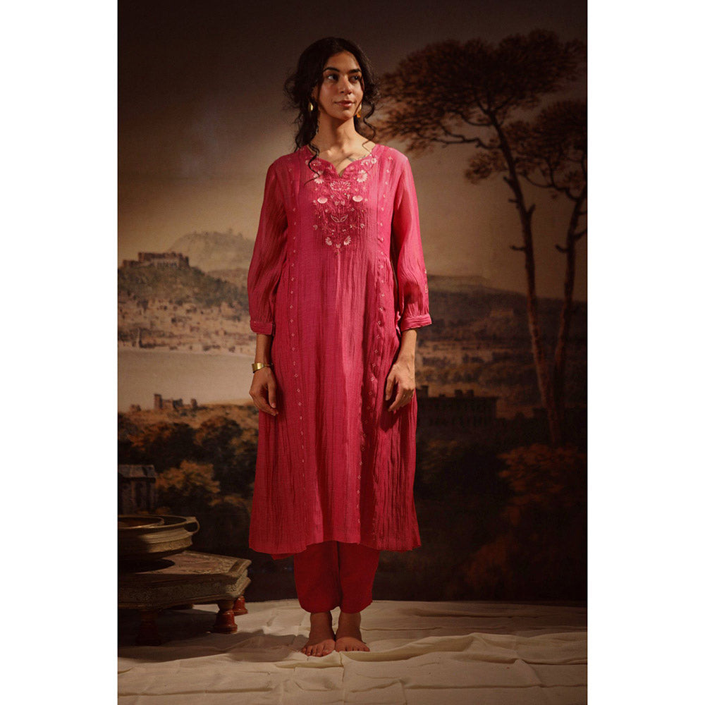 Tatwa Designs Hotpink Juhi Yoke Kurta (Set of 3)