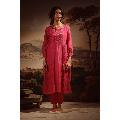 Tatwa Designs Hotpink Juhi Yoke Kurta (Set of 3)
