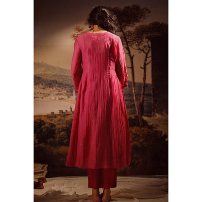 Tatwa Designs Hotpink Juhi Yoke Kurta (Set of 3)
