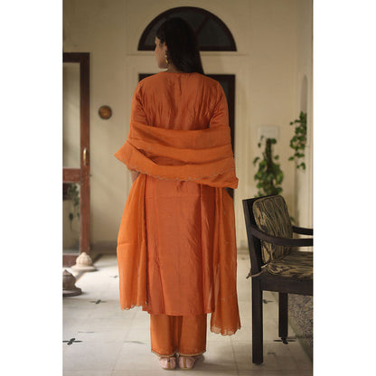 Tatwa Designs Orange Moss Basket Kurta with Pant & Dupatta (Set of 3)