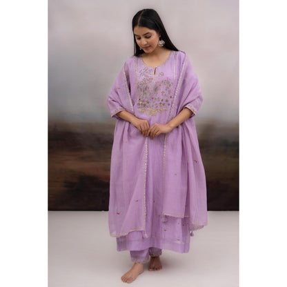 Tatwa Designs Lavender Falling Stars Kurta with Pant and Dupatta (Set of 3)