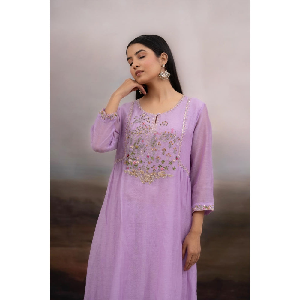Tatwa Designs Lavender Falling Stars Kurta with Pant and Dupatta (Set of 3)