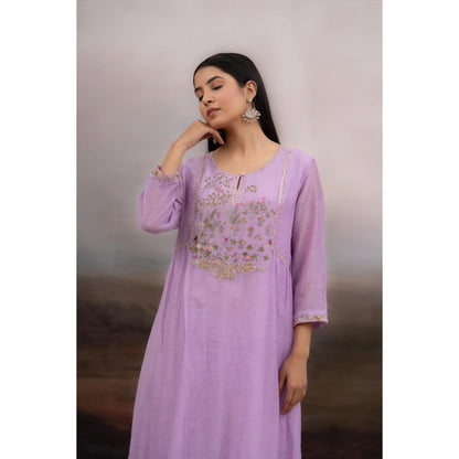 Tatwa Designs Lavender Falling Stars Kurta with Pant and Dupatta (Set of 3)
