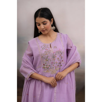 Tatwa Designs Lavender Falling Stars Kurta with Pant and Dupatta (Set of 3)