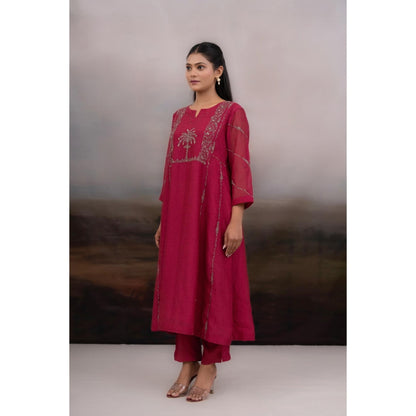 Tatwa Designs Rani Pink Ambia Kurta with Pant and Dupatta (Set of 3)