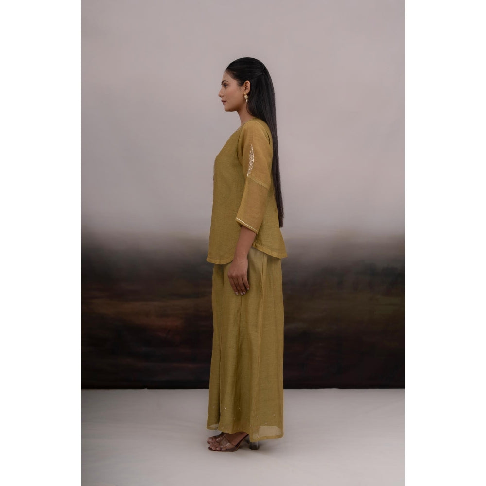 Tatwa Designs Mehendi Olive Kurti with Palazzo (Set of 2)