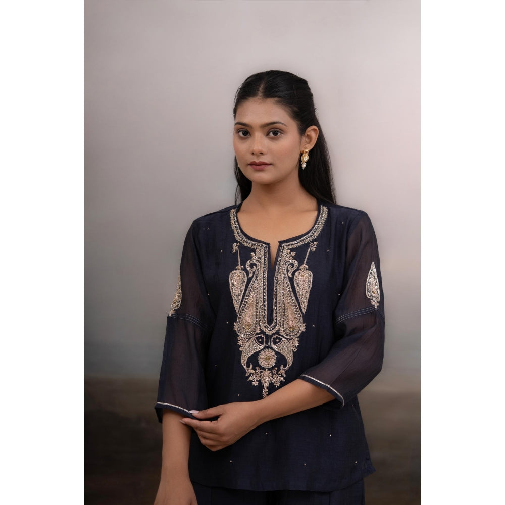 Tatwa Designs Black Meena Kurti with Palazzo (Set of 2)
