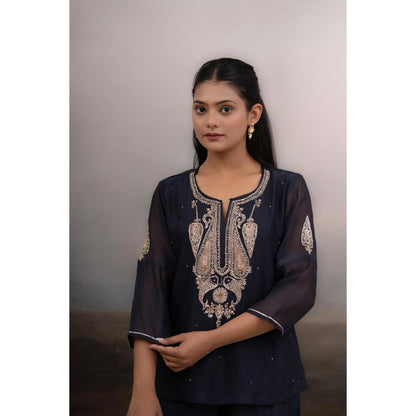 Tatwa Designs Black Meena Kurti with Palazzo (Set of 2)