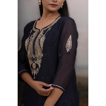 Tatwa Designs Black Meena Kurti with Palazzo (Set of 2)