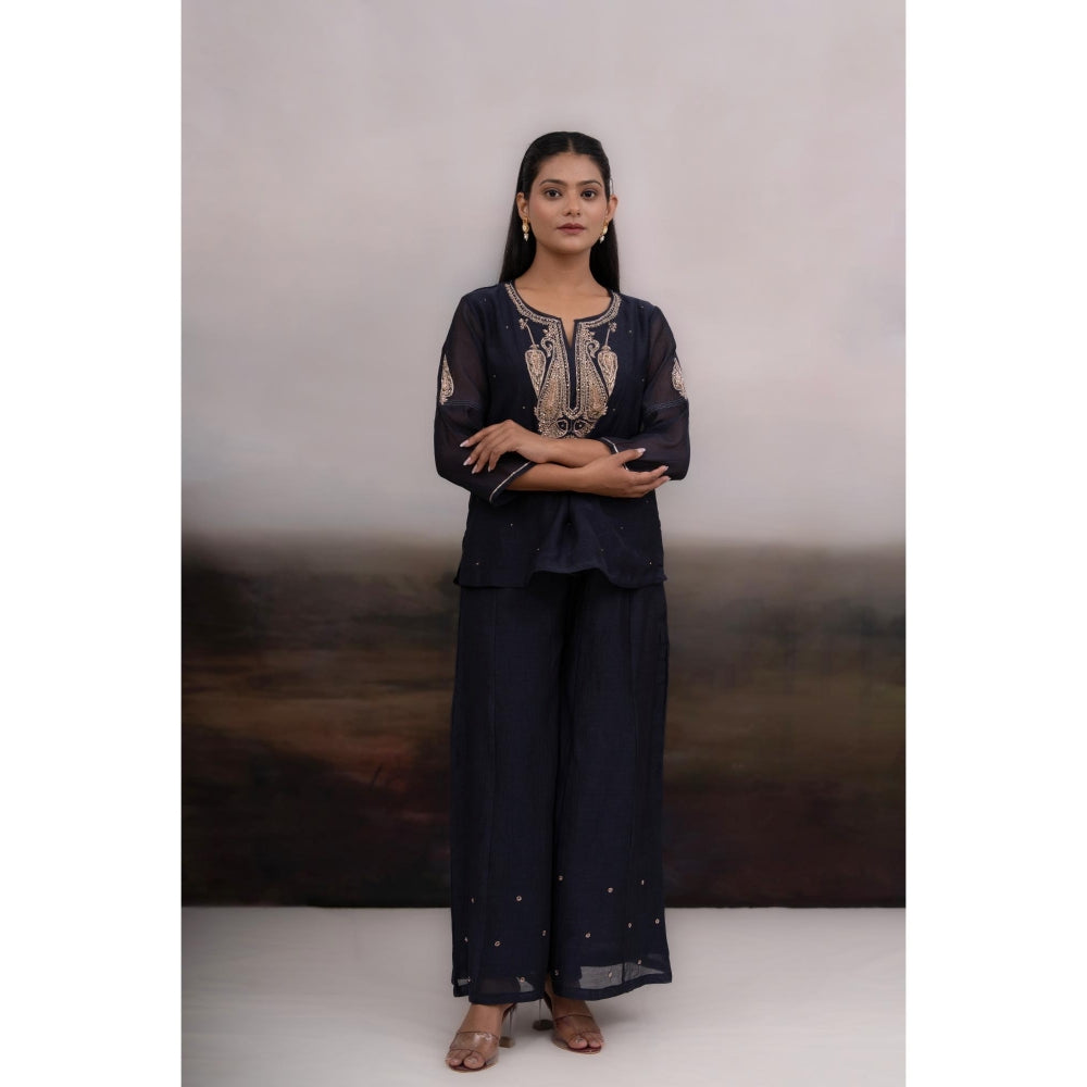 Tatwa Designs Black Meena Kurti with Palazzo (Set of 2)
