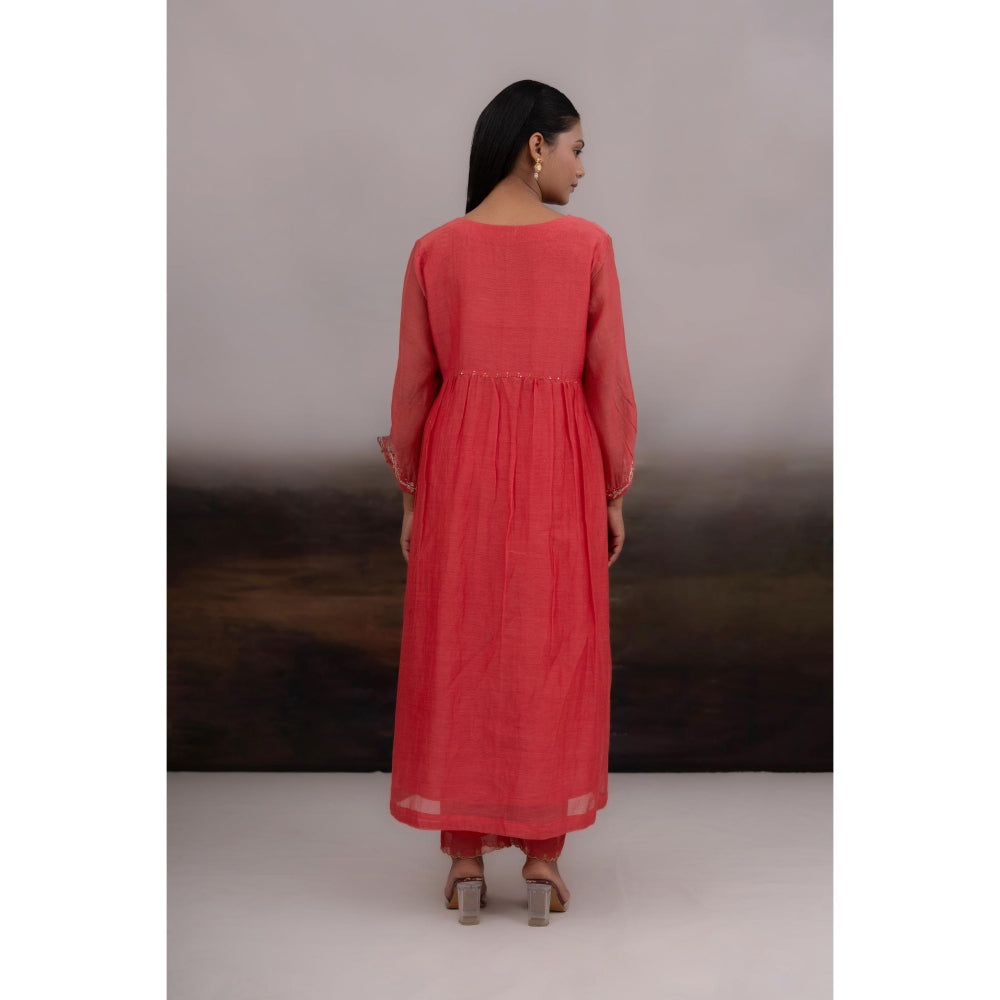 Tatwa Designs Pink Zardozi Kurta with Pant and Dupatta (Set of 3)