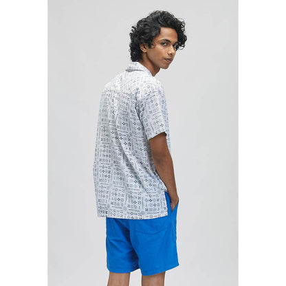 TERRA LUNA Palawan Moon Print Casual Shirt- White