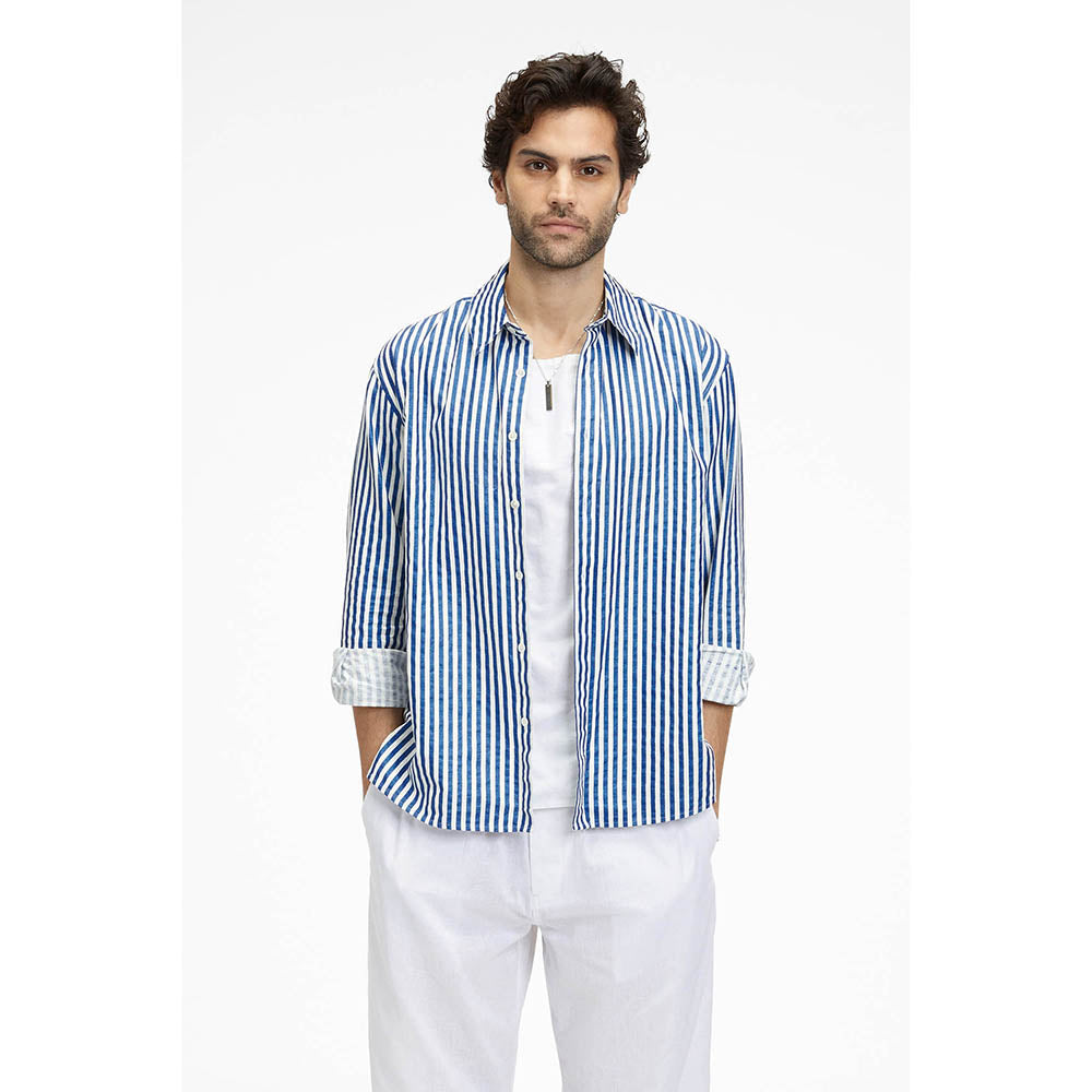 Terra Luna Zouk Bling Stripe Blue Shirt