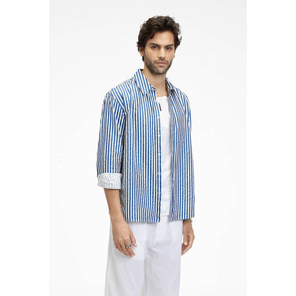 Terra Luna Zouk Bling Stripe Blue Shirt