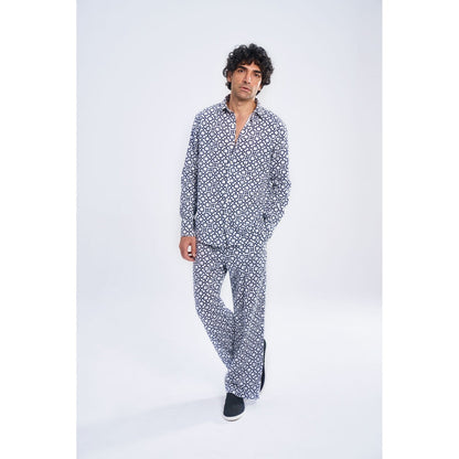 TERRA LUNA Comet Check Blue Tao Casual Trousers