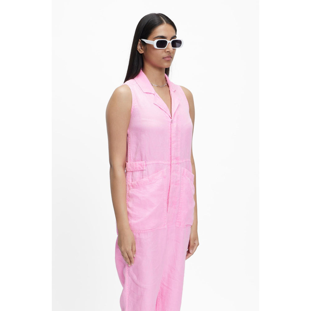 TERRA LUNA Women's Elara 100% Linen Solid Jumpsuit