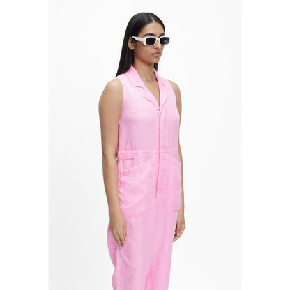 TERRA LUNA Women's Elara 100% Linen Solid Jumpsuit