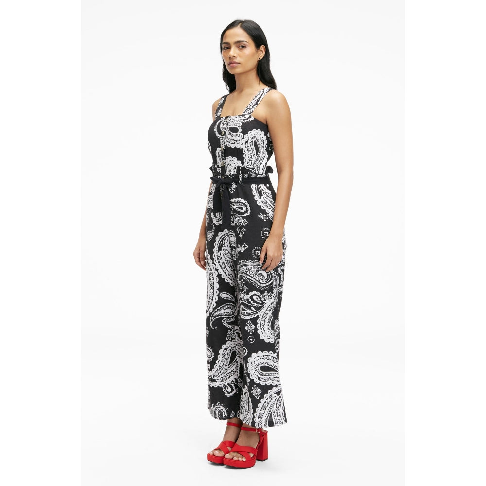 TERRA LUNA Women's Elara 100% Linen Jumpsuit with Belt (Set of 2)