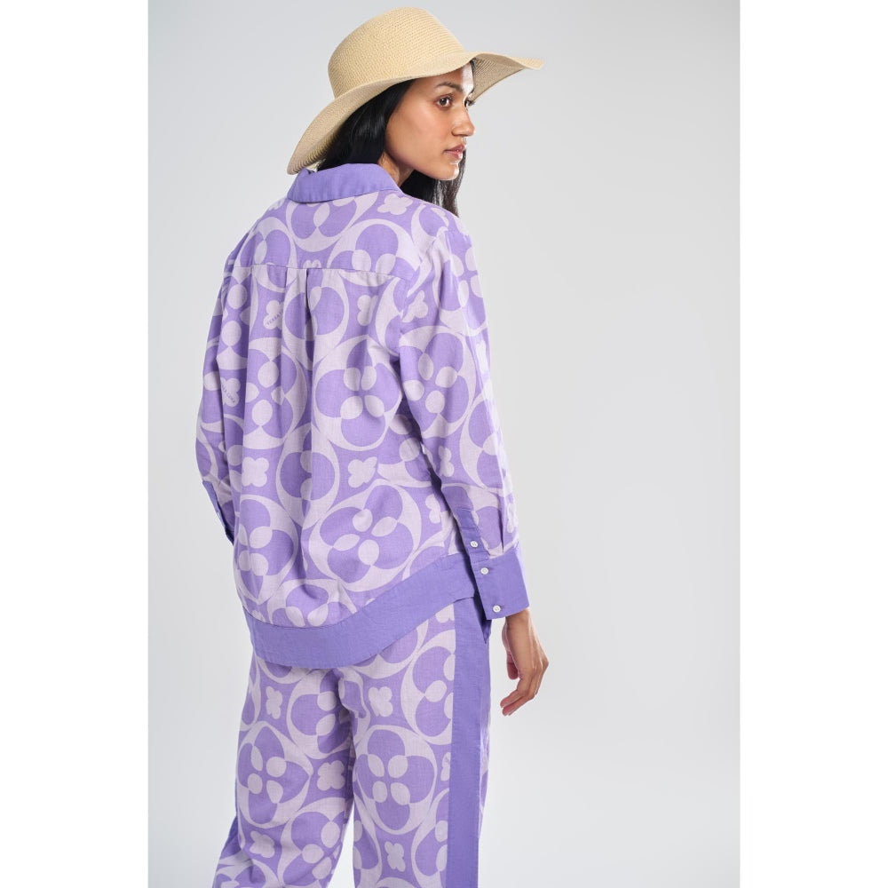 TERRA LUNA Women's Lavender Java 100% Cotton Full Sleeve Shirt