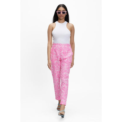 TERRA LUNA Pink Printed Doda Pant