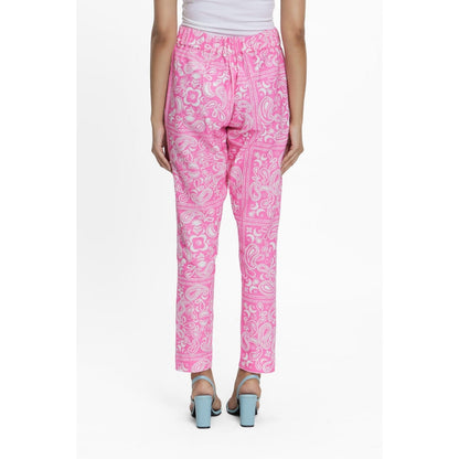 TERRA LUNA Pink Printed Doda Pant