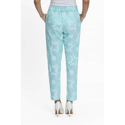 TERRA LUNA Blue Printed Doda Pant