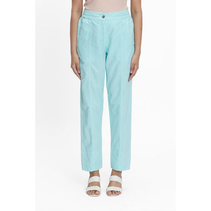 TERRA LUNA Blue Solid/Plain Naipan Pant