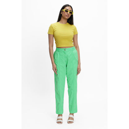 TERRA LUNA Green Solid/Plain Naipan Pant