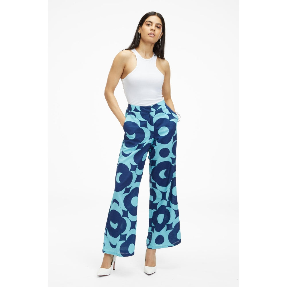 TERRA LUNA Blue Printed Nova Pant