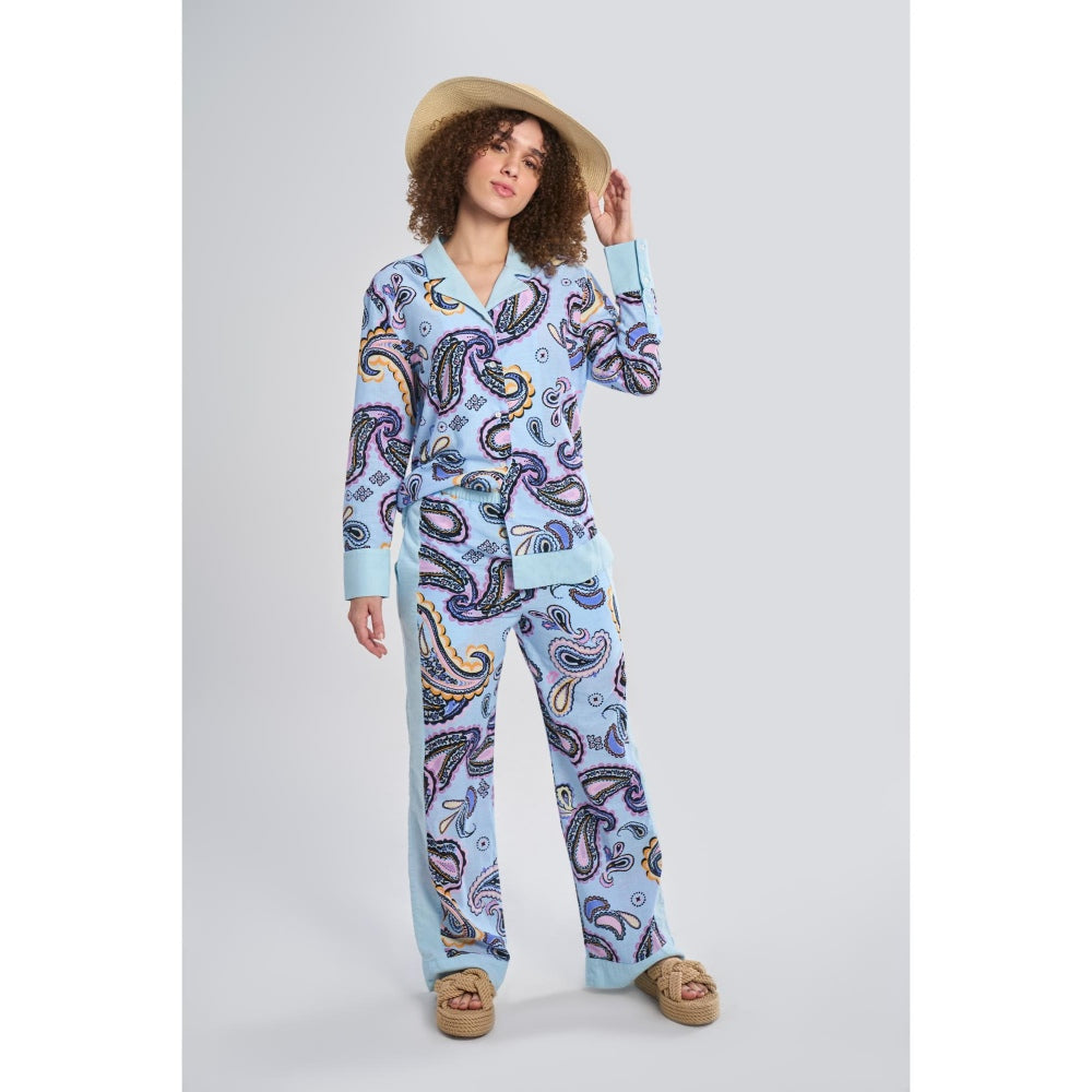 TERRA LUNA Blue Printed Jolo Pant