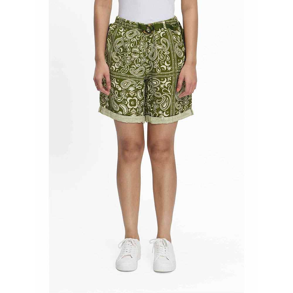TERRA LUNA SEASEE Olive Paisley Shorts