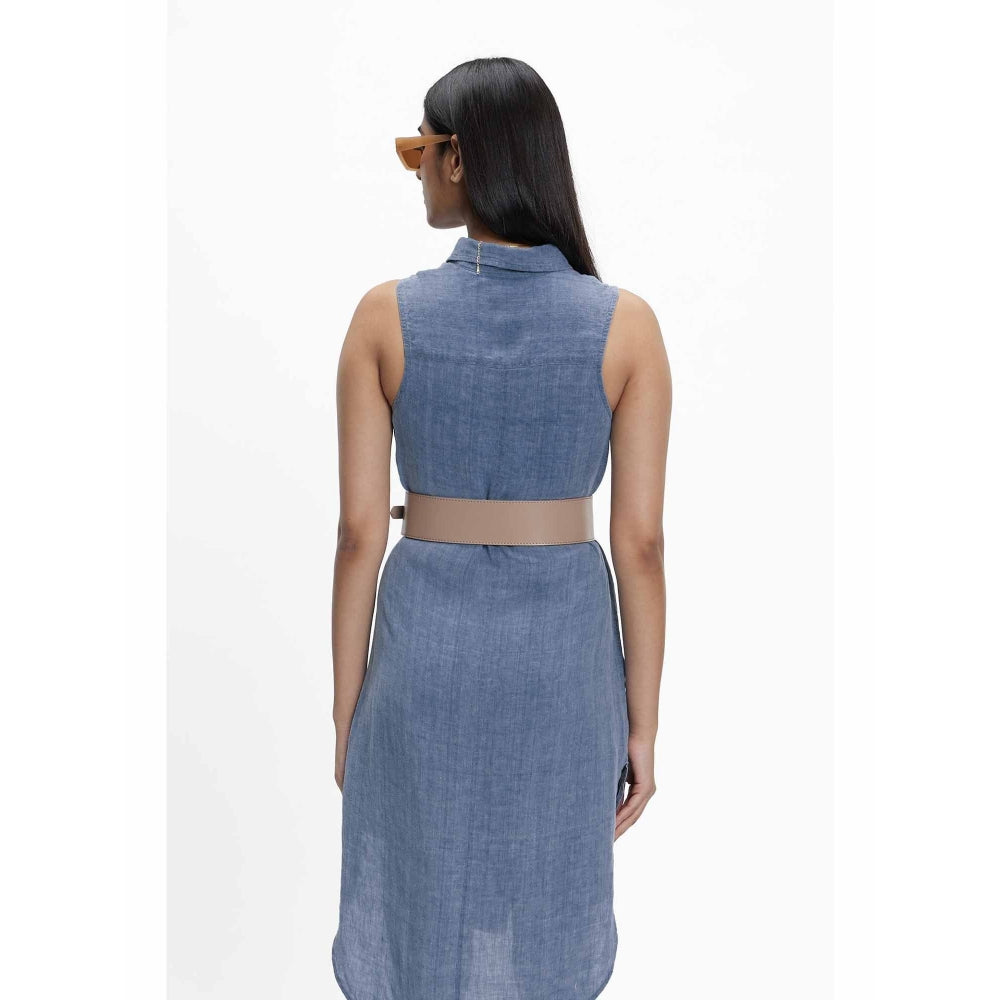 TERRA LUNA Ruelle Blue Solid Dress