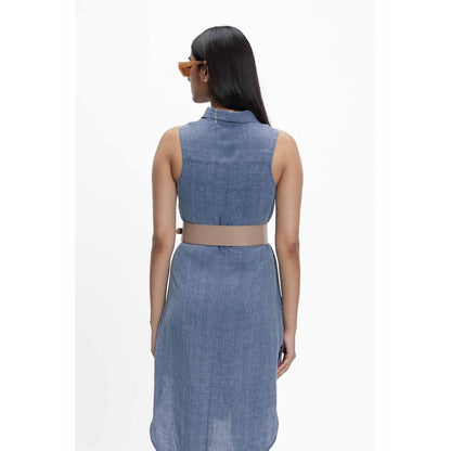 TERRA LUNA Ruelle Blue Solid Dress