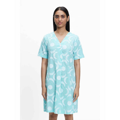 TERRA LUNA Grace Blue Printed Dress
