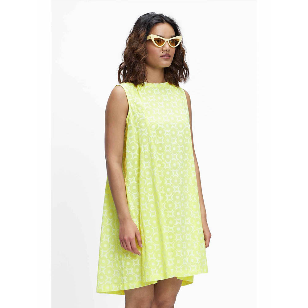 TERRA LUNA Polaris Yellow Printed Dress
